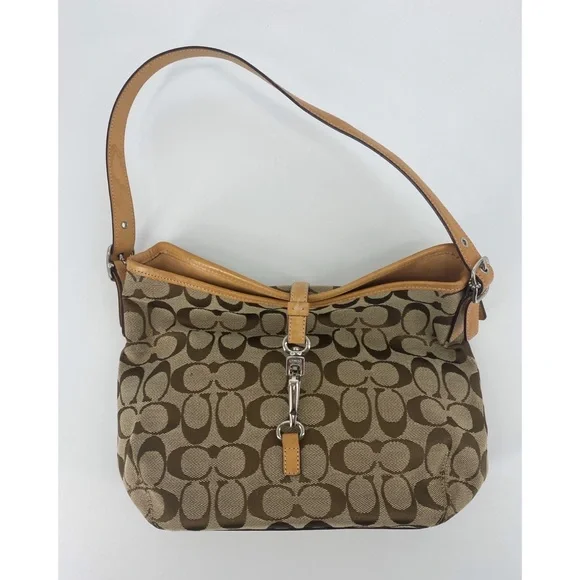 Coach Hampton Signature Tan Khaki 6091 Shoulder Handbag Purse - Picture 2 of 11